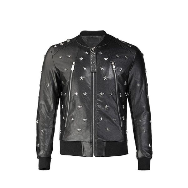 men's fur & faux leather wear imitation pu star rivet motorcycle jacket, Black
men's fur & faux leather wear imitation pu star rivet motorcycle jacket, Black