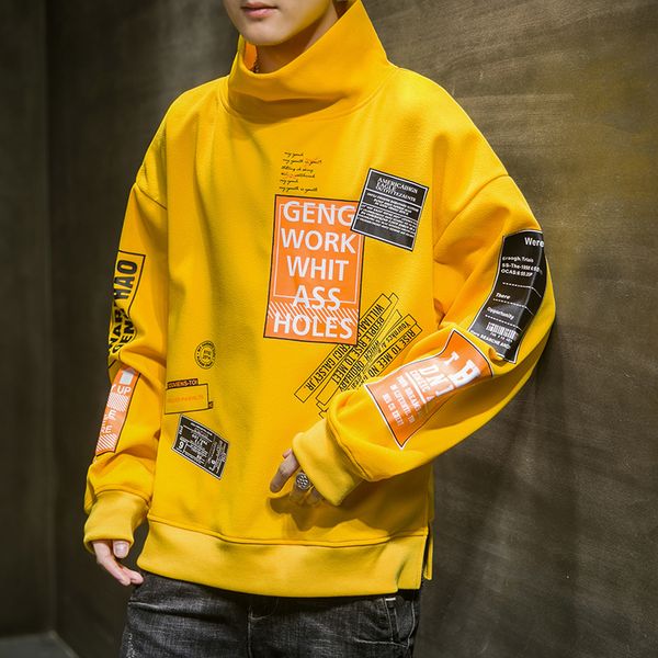 men's spring autumn new hong kong style korean fashion high collar pullover for students' loose and versatile graffiti long, Black
men's spring autumn new hong kong style korean fashion high collar pullover for students' loose and versatile graffiti long, Black