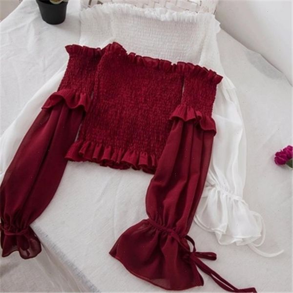 2021 black solid vintage chiffon shirts off shoulder slash neck women slim long sleevesunscreen blusas zy4428, White
2021 black solid vintage chiffon shirts off shoulder slash neck women slim long sleevesunscreen blusas zy4428, White