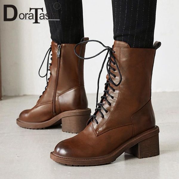 doratasia autumn cross tied female ankle boots 2020 comfort office boots women square high heels round toe zip shoes woman, Black
doratasia autumn cross tied female ankle boots 2020 comfort office boots women square high heels round toe zip shoes woman, Black