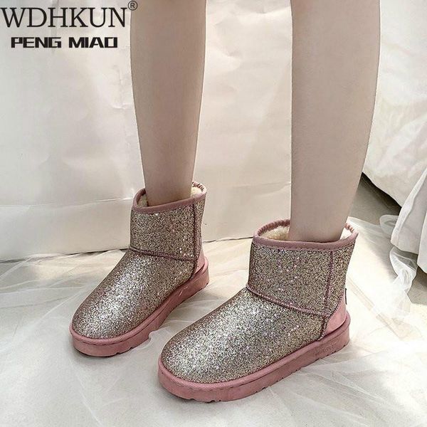 women glitter snow boots 2020 short plush woman new warm soft ladies ankle boot winter fur bling platform female casual shoes, Black 
women glitter snow boots 2020 short plush woman new warm soft ladies ankle boot winter fur bling platform female casual shoes, Black