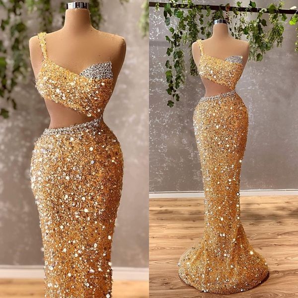 arabic gold sparkly mermaid prom dresses beaded crystals one shoulder evening formal party second reception gowns, Black
arabic gold sparkly mermaid prom dresses beaded crystals one shoulder evening formal party second reception gowns, Black