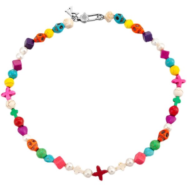 original color turquoise skull necklace bracelet hip-hop men's and women's same beads love cross clavicle chain, Silver
original color turquoise skull necklace bracelet hip-hop men's and women's same beads love cross clavicle chain, Silver