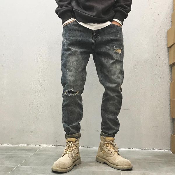 28-34 american casual fashion street jeans men's fashion with a small break ripped nine minute pants1, Blue
28-34 american casual fashion street jeans men's fashion with a small break ripped nine minute pants1, Blue