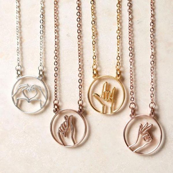 minimal round pendant necklace stainless steel hand gesture necklace pinky promise fun jewelry friend gift bijoux femme bff, Silver 
minimal round pendant necklace stainless steel hand gesture necklace pinky promise fun jewelry friend gift bijoux femme bff, Silver