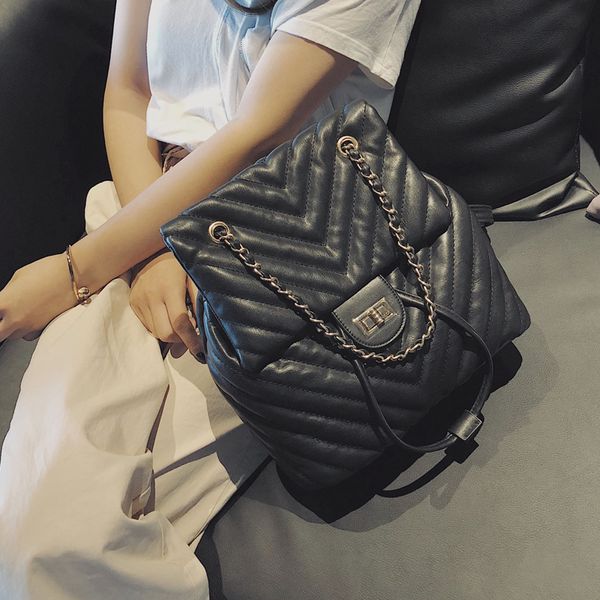 casual women backpack luxury soft pu leather backpacks female lingge chain shoulder bag for teenage girls travel large purses c1016
casual women backpack luxury soft pu leather backpacks female lingge chain shoulder bag for teenage girls travel large purses c1016