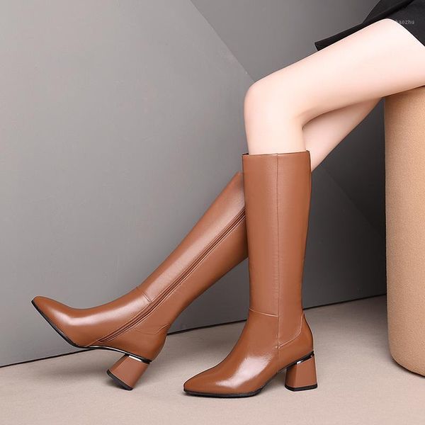 genuine leather high heels boots knee high boots side zipper pointed toe autumn winter party office lady thick heels shoes woman1, Black
genuine leather high heels boots knee high boots side zipper pointed toe autumn winter party office lady thick heels shoes woman1, Black