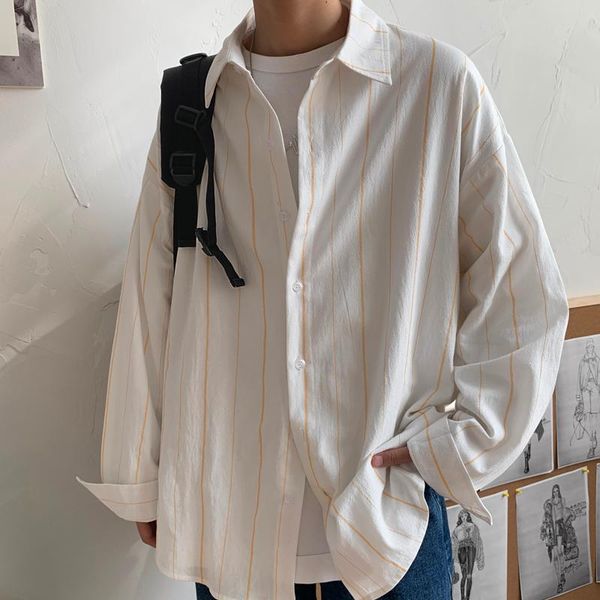 men's shirt 2020 spring summer new striped washed cotton loose long sleeve shirt youth personality fashion trend men's wear, White;black
men's shirt 2020 spring summer new striped washed cotton loose long sleeve shirt youth personality fashion trend men's wear, White;black