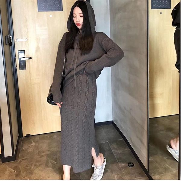 knitted skirt suit women 2 piece set autumn winter sweate pullovers hooded twist split skirt fashion knitted suit set p7091, White
knitted skirt suit women 2 piece set autumn winter sweate pullovers hooded twist split skirt fashion knitted suit set p7091, White