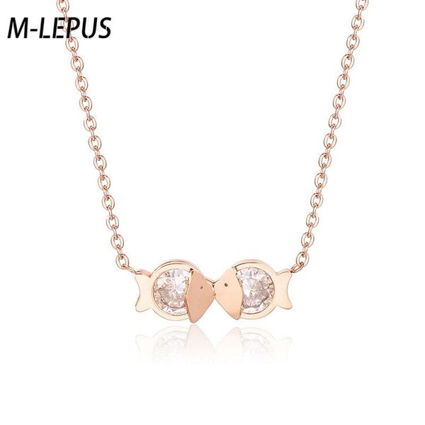 chains kissing fish pendant necklace titanium stainless steel inlaid zircon trendy fashion girl jewelry gift, Silver
chains kissing fish pendant necklace titanium stainless steel inlaid zircon trendy fashion girl jewelry gift, Silver