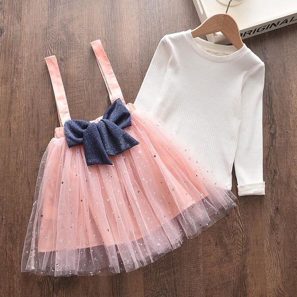 children two-pieces lovely set long sleeve round collar solid pullover lace strap bow tulle skirts mesh autumn clothing, White
children two-pieces lovely set long sleeve round collar solid pullover lace strap bow tulle skirts mesh autumn clothing, White