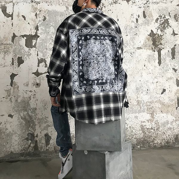2021 new cashew flower men's plaid shirt color block men chemise homme harujuku japanese streetwear lapel male shirts 9bc2, White;black
2021 new cashew flower men's plaid shirt color block men chemise homme harujuku japanese streetwear lapel male shirts 9bc2, White;black