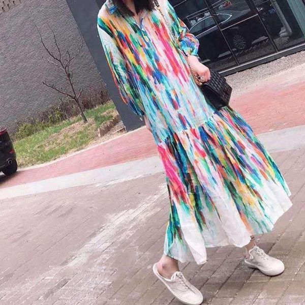 2020 womens new lapel tie-dye graffiti holiday super fairy french belly covering loose long dress for women, White;black
2020 womens new lapel tie-dye graffiti holiday super fairy french belly covering loose long dress for women, White;black