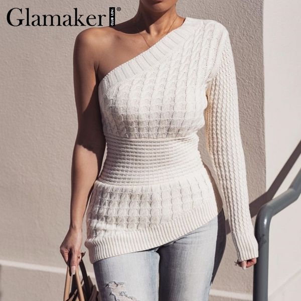 glamaker one shoulder white knitted sweater women autumn bodycon pullover streetwear fashion winter warm ladies sweater 201130, White;black
glamaker one shoulder white knitted sweater women autumn bodycon pullover streetwear fashion winter warm ladies sweater 201130, White;black