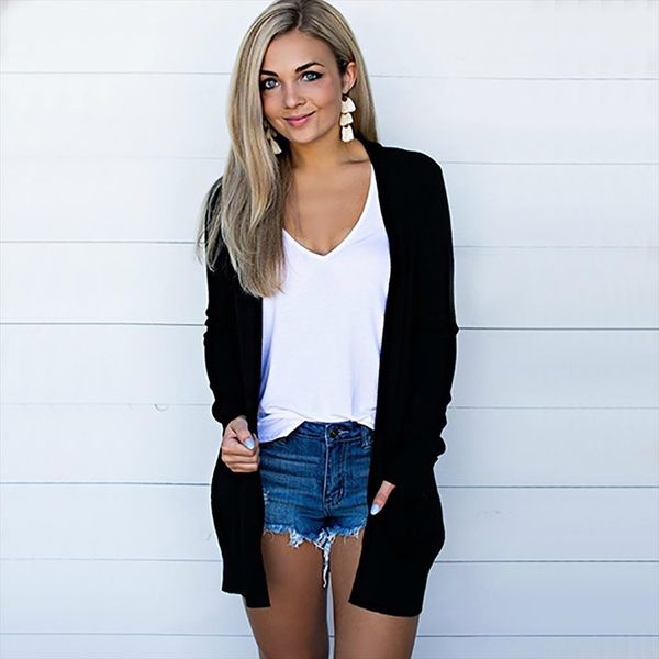 solid color women long coat cardigan sweater women pure v neck cardigan long sleeve coat pocket outerwear 823g20, White;black
solid color women long coat cardigan sweater women pure v neck cardigan long sleeve coat pocket outerwear 823g20, White;black