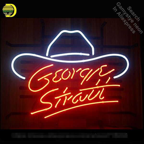 George Strait Neon Sign Neon Bulb Sign Real Glass Tube Neon Lights Vintage Lamp Recreation Beer Room Iconic Sign Advertise