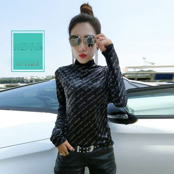 2020 spring and autumn new half high neck velvet bottomed with t- and women's letter long t- shirt sleeve small shirt kvrdk, White
2020 spring and autumn new half high neck velvet bottomed with t- and women's letter long t- shirt sleeve small shirt kvrdk, White