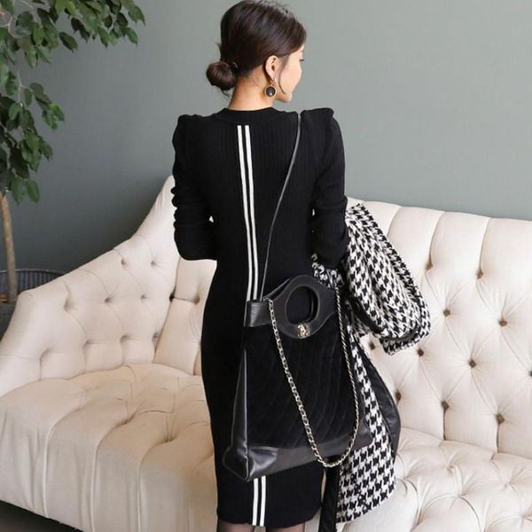 winter slim midi knitted women cloth bodycon sheath black long sleeved sweater dress drop shipping high quality, White;black
winter slim midi knitted women cloth bodycon sheath black long sleeved sweater dress drop shipping high quality, White;black