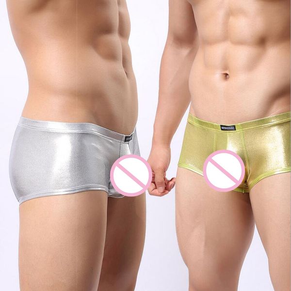 3Pieces/Lot Sexy Men Boxer Underwear Faux Leather Lingerie Stage U Convex Boxers Shorts Golden Silver Ropa Interior Hombre Cuecas 2pcs/lot, Gold
3Pieces/Lot Sexy Men Boxer Underwear Faux Leather Lingerie Stage U Convex Boxers Shorts Golden Silver Ropa Interior Hombre Cuecas 2pcs/lot, Gold