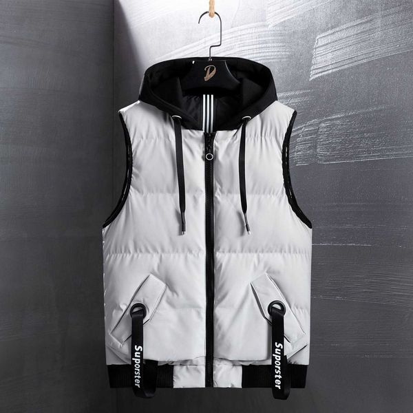 men's down cotton jacket, warm waistcoat, loose, fashionable and handsome hooded waistcoat, Black;white
men's down cotton jacket, warm waistcoat, loose, fashionable and handsome hooded waistcoat, Black;white