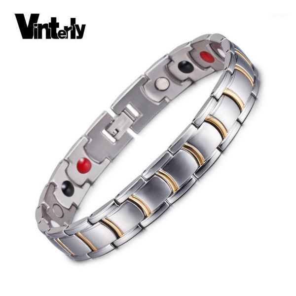vinterly magnetic bracelet men gold-color health energy germanium bracelet male chain stainless steel magnetic for men1, Black
vinterly magnetic bracelet men gold-color health energy germanium bracelet male chain stainless steel magnetic for men1, Black