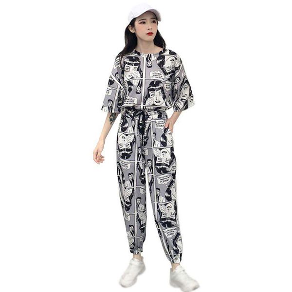 2020 women korean style fashion cartoon long loose sports causal women's sets t-shirt + long pants for ladies, White
2020 women korean style fashion cartoon long loose sports causal women's sets t-shirt + long pants for ladies, White