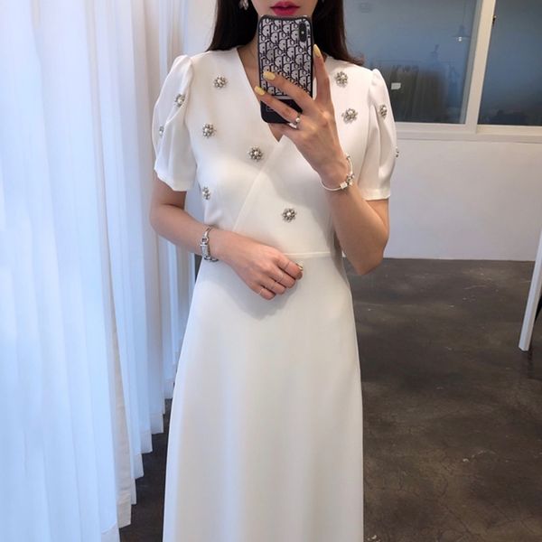 hma fashion chic summer new women casual retro bead dress female vintage elegant white long dresses vestidos y200805, Black;pink
hma fashion chic summer new women casual retro bead dress female vintage elegant white long dresses vestidos y200805, Black;pink