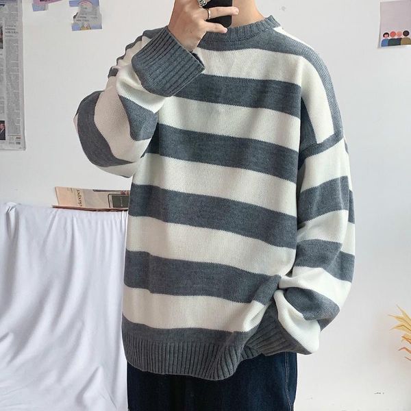 men's round neck sweater, loose, stripe, large size, back, matching, novel, casual, harajuku, White;black
men's round neck sweater, loose, stripe, large size, back, matching, novel, casual, harajuku, White;black
