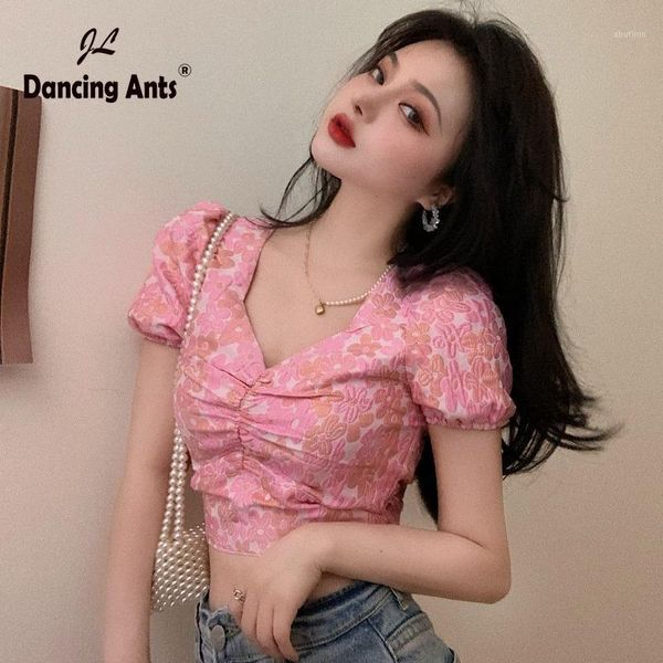 women's blouses & shirts short puff leeve women blouse woman floral print vintage crop deep v-neck french chic blusas1, White
women's blouses & shirts short puff leeve women blouse woman floral print vintage crop deep v-neck french chic blusas1, White