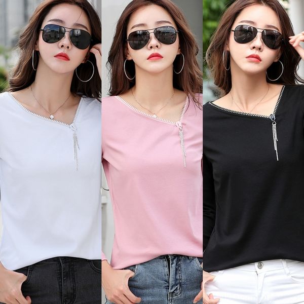oimuy long pkrq women's cotton fit 2020 autumn women's new coat t-shirt gentle slant collar showing thin bottoming slim t-shirt a2, White
oimuy long pkrq women's cotton fit 2020 autumn women's new coat t-shirt gentle slant collar showing thin bottoming slim t-shirt a2, White