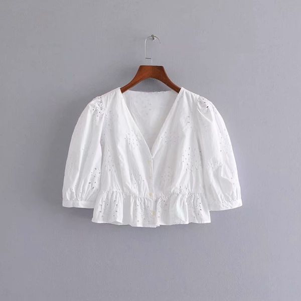 march new white waisted short women's spring and summer bubble sleeves short shirt shirtv-neck hollowed out blouse embroidered butto
march new white waisted short women's spring and summer bubble sleeves short shirt shirtv-neck hollowed out blouse embroidered butto