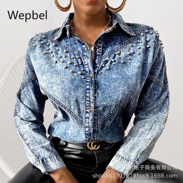 wepbel women denim long sleeve shirts vintage loose solid color loose fashion beading female fashion blouse, White
wepbel women denim long sleeve shirts vintage loose solid color loose fashion beading female fashion blouse, White