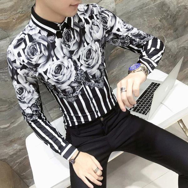 men's casual shirts 2021 spring floral shirt men brand long sleeve simple gentlemen streetwear mens slim fit prom tuxedo, White;black
men's casual shirts 2021 spring floral shirt men brand long sleeve simple gentlemen streetwear mens slim fit prom tuxedo, White;black