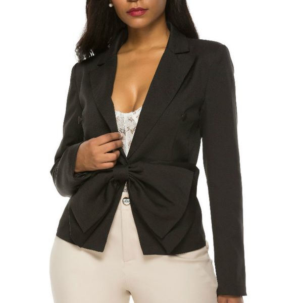women blazer bowtie single breast notched long sleeve jackets skinny patchwork modest classy office work black blazer summer new, White;black
women blazer bowtie single breast notched long sleeve jackets skinny patchwork modest classy office work black blazer summer new, White;black