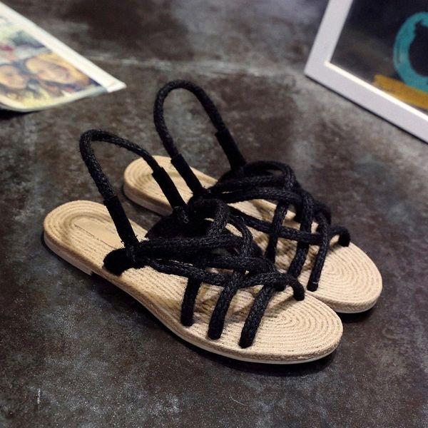 woman cross tied sandals bohemia women 2020 braided rope women's hemp summer ladies fashion female beach shoes plus size #cm3s, Black
woman cross tied sandals bohemia women 2020 braided rope women's hemp summer ladies fashion female beach shoes plus size #cm3s, Black