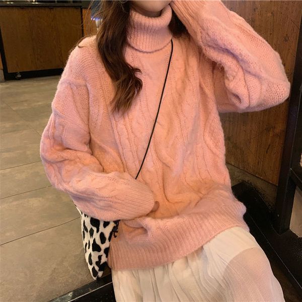 female 2021 sweater autumn and new winter thickened lazy torsion loose style mesh turtleneck 3woj, White;black
female 2021 sweater autumn and new winter thickened lazy torsion loose style mesh turtleneck 3woj, White;black