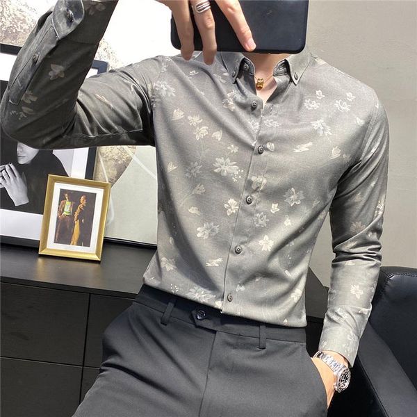 men's dress shirts 2021 slim fit men long sleeve business formal social shirt casual floral print camisas hombre v625, White;black
men's dress shirts 2021 slim fit men long sleeve business formal social shirt casual floral print camisas hombre v625, White;black