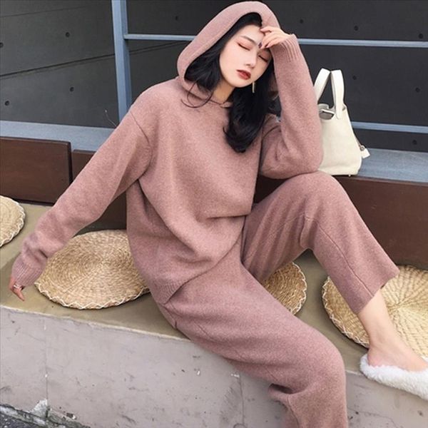 2021 new autumn and winter knit sweater hooded women tracksuit long sleeve cashmere pullovers elastic pants suit sporting set, Gray
2021 new autumn and winter knit sweater hooded women tracksuit long sleeve cashmere pullovers elastic pants suit sporting set, Gray