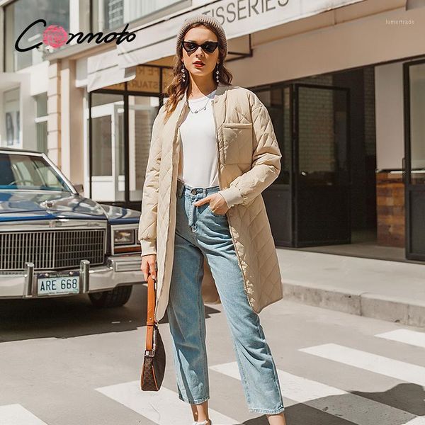women's down & parkas conmoto long straight winter coat with rhombus pattern casual office ladies overcoat women khaki sleeves zipper o, Black
women's down & parkas conmoto long straight winter coat with rhombus pattern casual office ladies overcoat women khaki sleeves zipper o, Black