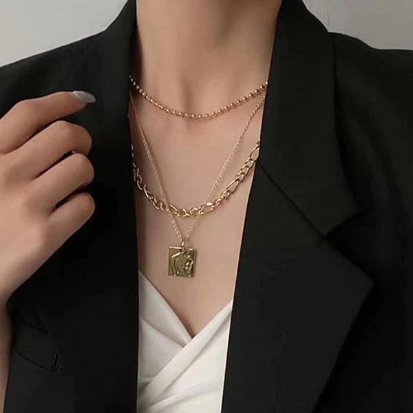 korean vintage multi layer lock portrait pendants necklaces jewelry set for women asymmetric metal chain tassel earrings brincos, Silver
korean vintage multi layer lock portrait pendants necklaces jewelry set for women asymmetric metal chain tassel earrings brincos, Silver