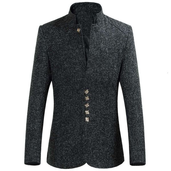 large 2020 new autumn and winter size slim standing collar men's suit coat, White;black
large 2020 new autumn and winter size slim standing collar men's suit coat, White;black