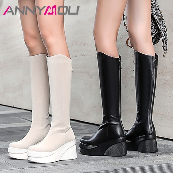 annymoli winter knee high boots women natural genuine leather platform wedge heel long boots zip extreme high heel shoes lady 39 lj201130, Black
annymoli winter knee high boots women natural genuine leather platform wedge heel long boots zip extreme high heel shoes lady 39 lj201130, Black