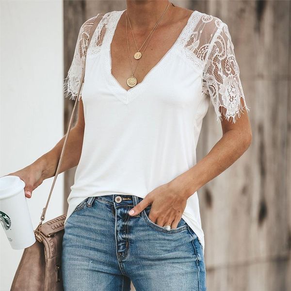 lace t shirt women v neck tee summer t shirt slim fit short sleeve 2020 tee shirts women clothes camisas, White
lace t shirt women v neck tee summer t shirt slim fit short sleeve 2020 tee shirts women clothes camisas, White