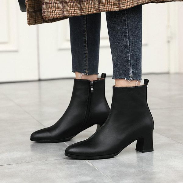 boots 2021 ankle square high heel women round toe zipper autumn winter ladies party wedding shoes size 34-43, Black
boots 2021 ankle square high heel women round toe zipper autumn winter ladies party wedding shoes size 34-43, Black