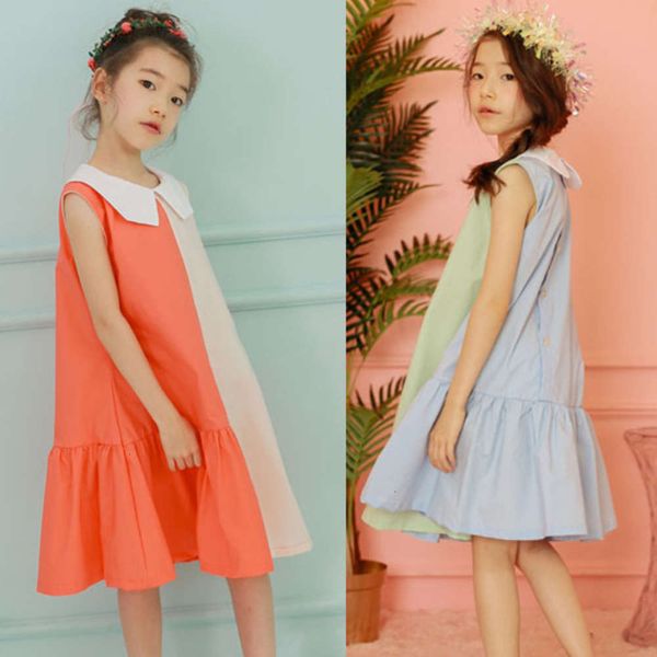 drs summer 2019 korean new girls' zhongda children's cotton color matching baby collar svels vt loose skirt, Red;yellow
drs summer 2019 korean new girls' zhongda children's cotton color matching baby collar svels vt loose skirt, Red;yellow