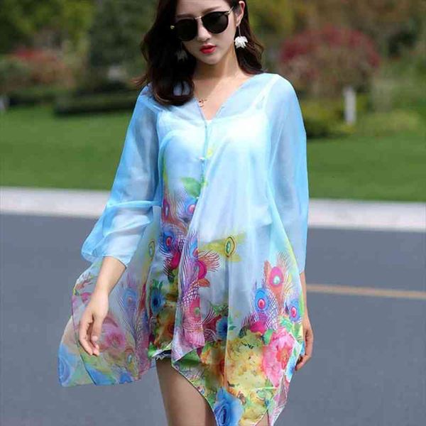 chiffon sun protection cardigan kimono sun shirt women clothing outerwear summer fashion plus size clothing casual blouse, White 
chiffon sun protection cardigan kimono sun shirt women clothing outerwear summer fashion plus size clothing casual blouse, White