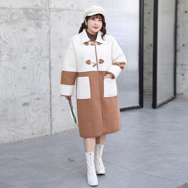 large size women's faux fur coats korean style color patchwork woolen jackets autumn winter warm outerwear windbreaker ta1924, Black;brown
large size women's faux fur coats korean style color patchwork woolen jackets autumn winter warm outerwear windbreaker ta1924, Black;brown