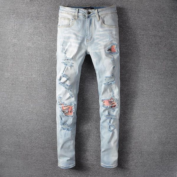 casual patch color hole skinny jeans men 2020 straight stretch light blue ripped jeans pants men skateboard masculina
casual patch color hole skinny jeans men 2020 straight stretch light blue ripped jeans pants men skateboard masculina