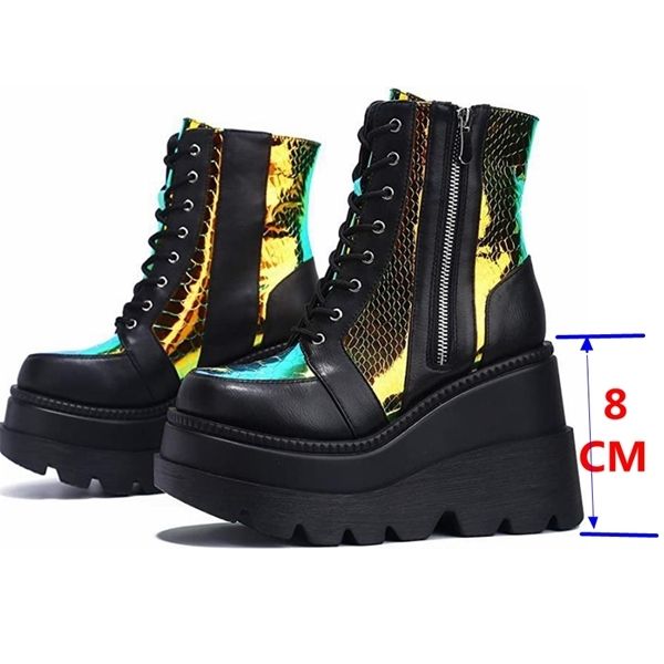 fashion wedges for women 2020 ladies zipper increased goth platform boot color changing punk shoes woman ankle boots q1104, Black
fashion wedges for women 2020 ladies zipper increased goth platform boot color changing punk shoes woman ankle boots q1104, Black