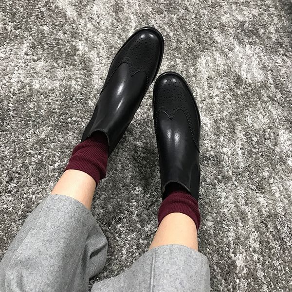 martin boots british style black genuine leather women's chlesea boots slip on single boots
martin boots british style black genuine leather women's chlesea boots slip on single boots
